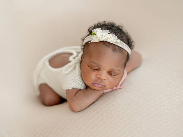 Baby girl dreams stock photo