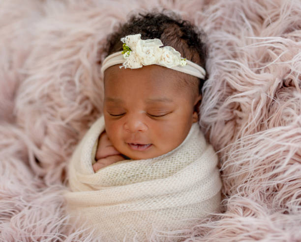 Baby girl with diadem stock photo