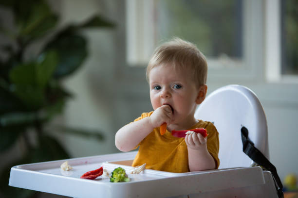 Baby healthy eating stock photo