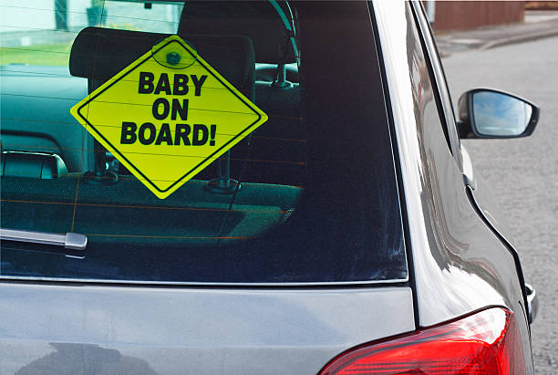 Baby on board warning sign stock photo