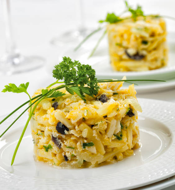 Bacalhau a bras, typical dish from Portugal stock photo