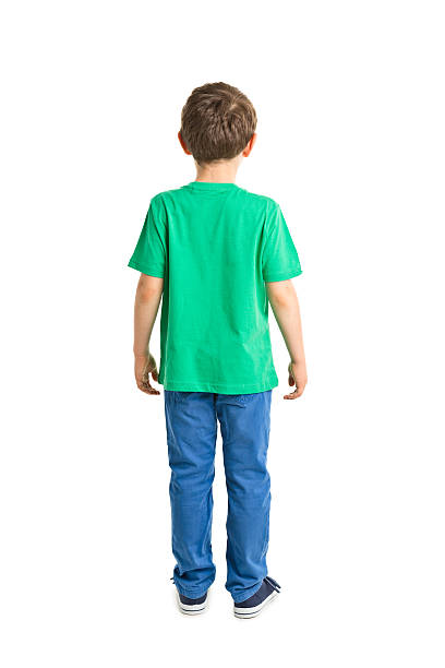 back of boy full body picture stock photo