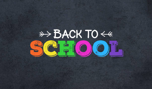 Back to School Colorful Text Back to School Colorful Text Over Blackboard Background, Widescreen back to school stock pictures, royalty-free photos & images