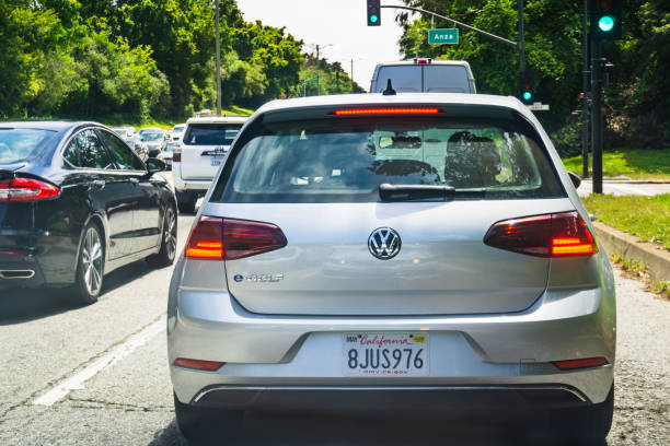 Back view of Volkswagen e-Golf stock photo