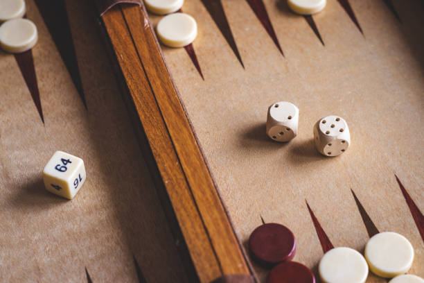 Backgammon board game. Playing leisure game. Dice on board. backgammon stock pictures, royalty-free photos & images