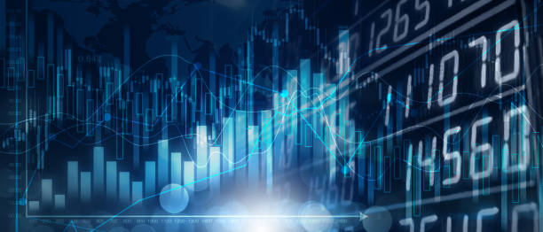 bakgrundsmedia blå bild med aktiemarknaden investeringar handel, ljusstake diagram diagram, trend av graf, hausse punkt, mjuk och oskärpa, illustration. - kapitäl bildbanksfoton och bilder