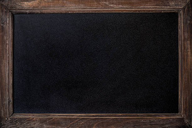 Background of rustic timber framed clean chalk blackboard copy space stock photo