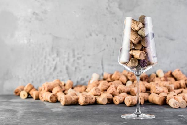 Background of Various Used Wine Corks close up stock photo