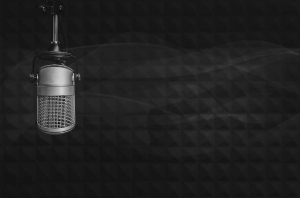 Background with a professional microphone stock photo