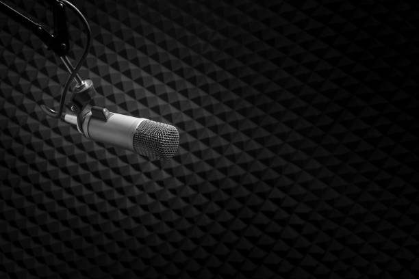 Background with a professional microphone stock photo