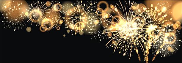 background with golden firework background with golden firework happy new year card 2016 stock pictures, royalty-free photos & images