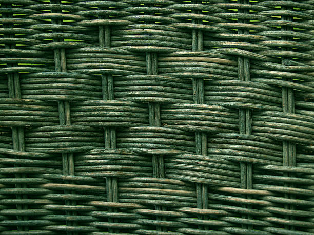 "Backgrounds: Patterns": Greenish Old Wicker Weave stock photo