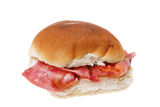 Bacon bread roll sandwich stock photo