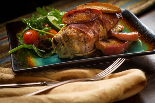 bacon wrapped pork with apples picture - The Tasty Hub