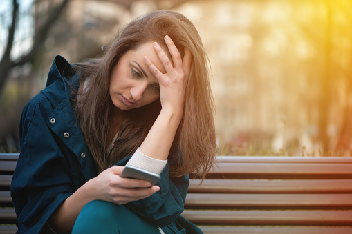 Bad news over the phone stock photo