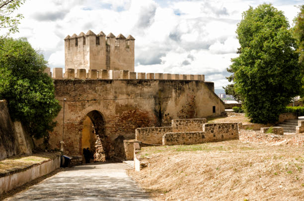 BADAJOZ-Alcazaba This photograph was taken on April 19, 2019 in the city of Badajoz (Extremadura). It is the Alcazaba, a historical artistic monument. It is part of the citadel and is considered one of the best in Spain and the largest in the world. seville cathedral stock pictures, royalty-free photos & images