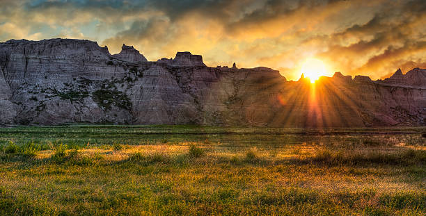Badlands Prairie Sunrise stock photo
