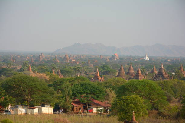 Bagan temples in the sun, Myanmar stock photo