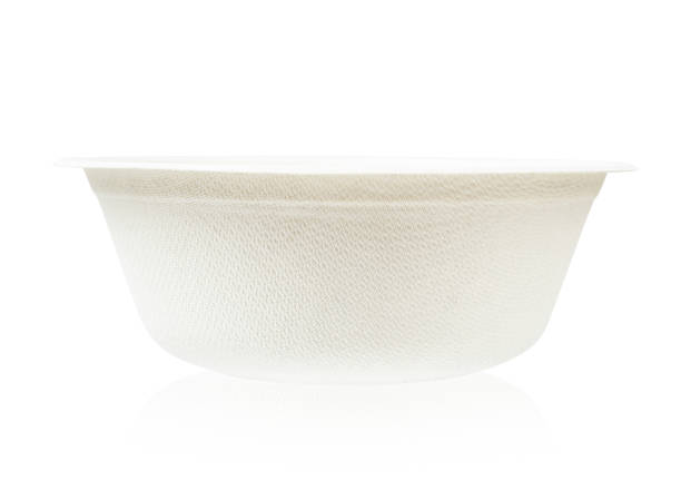 Bagasse bowl for food isolated on white background Bagasse bowl for food isolated on white background, Saved clipping path. It is made from nature Go green compostable disposable cup stock pictures, royalty-free photos & images