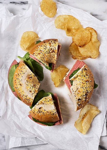 Bagel Sandwich with Ham stock photo