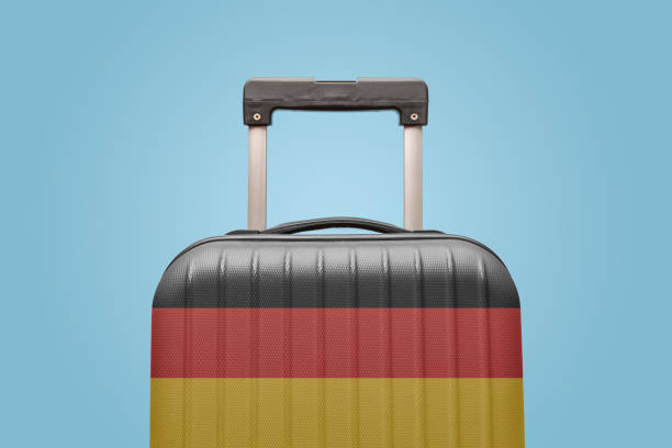 Baggage with German flag print tourism and vacation concept. stock photo
