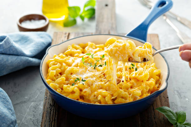 Baked mac and cheese stock photo
