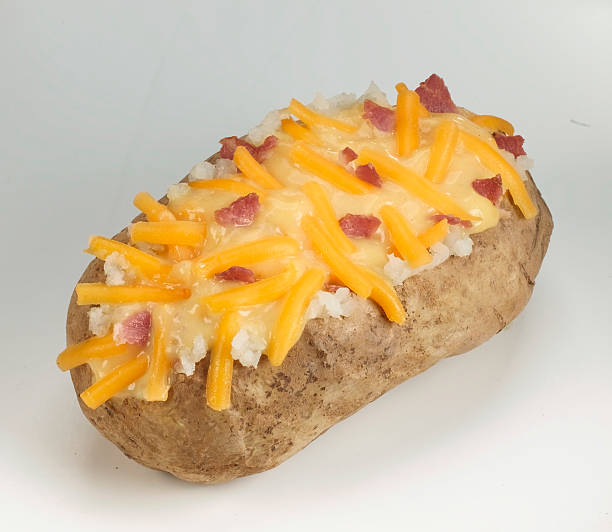 Baked Potato with Cheese & Bacon stock photo
