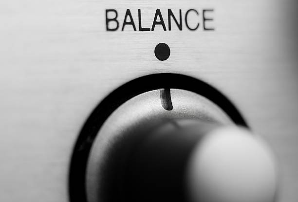 Balance knob on hifi amplifier stock photo