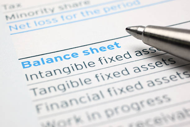 Balance Sheet Close-up of a pen on balance sheet.Similar images - bank statement stock pictures, royalty-free photos & images