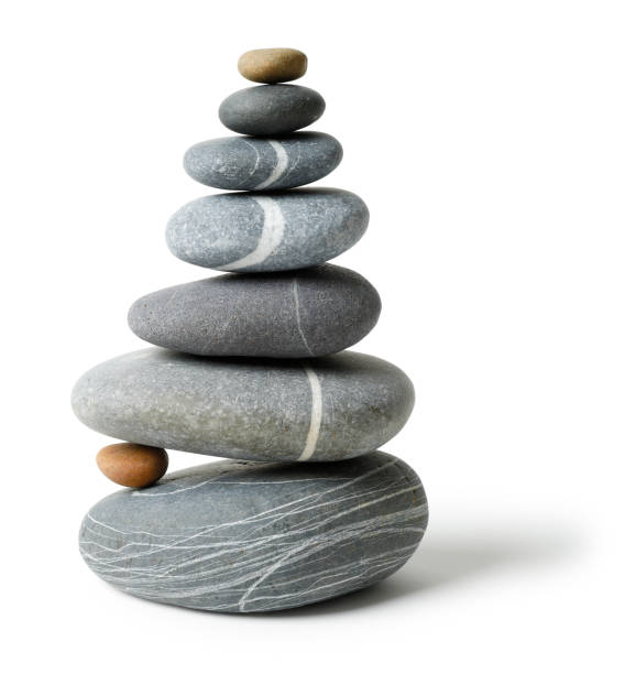 Balanced Pyramid of Pebbles Balanced pyramid of pebbles Isolated on white with clipping path and natural shade. rock object photos stock pictures, royalty-free photos & images
