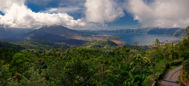 Bali volcano near lake Bratan stock photo