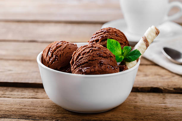 ball coffee chocolate ice cream in a bowl stock photo