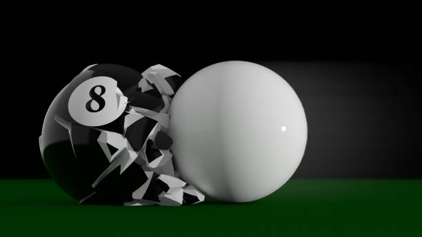 Ball #8 collision The white billiard ball collides with ball No. 8 and destroys it. cue ball stock pictures, royalty-free photos & images
