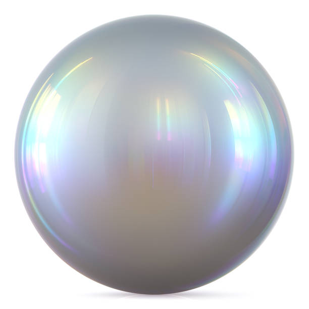 Ball silver sphere chrome white round button basic circle pearl Ball silver sphere chrome white pearl round button, basic circle geometric shape solid figure, simple minimalistic atom element, single drop glossy sparkling object blank balloon icon. 3d render illustration sphere stock pictures, royalty-free photos & images