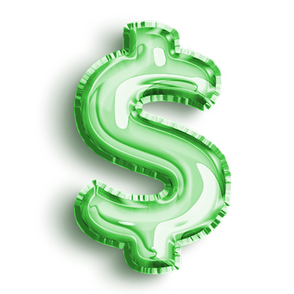 Green colored balloon US Dollar icon on white background.