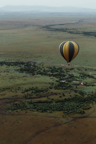 Ballooning over Masai Mara stock photo