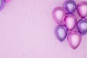 istock balloons of pink color, pink background.3D illustration. 1334513614