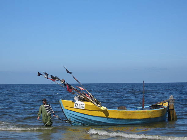 Baltic fisherman boat stock photo