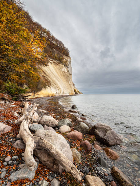 Baltic Sea coast on the island Moen in Denmark stock photo