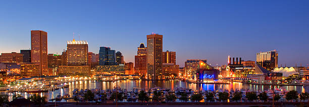 Baltimore Cityscape Baltimore Cityscape.  An HDR image from three exposures. inner harbor baltimore stock pictures, royalty-free photos & images
