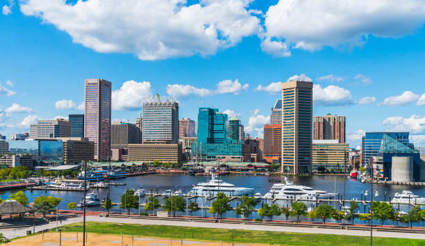 baltimore,maryland,usa. 09-07-17 :  Baltimore skyline on sunny day. stock photo