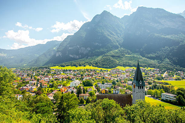 Balzers village in Liechtenstein stock photo