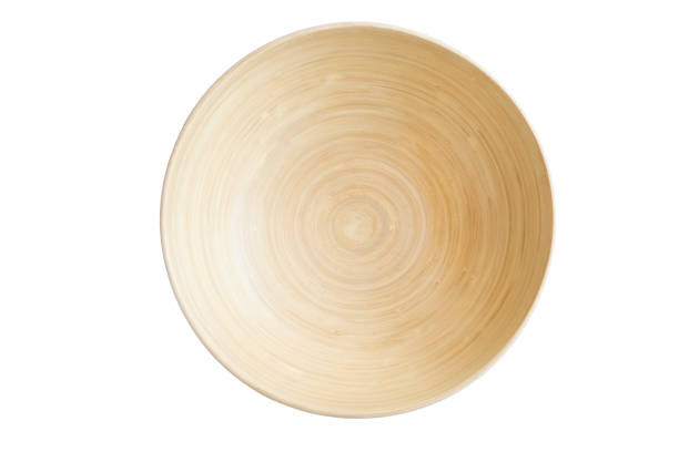 Bamboo dish isolated stock photo