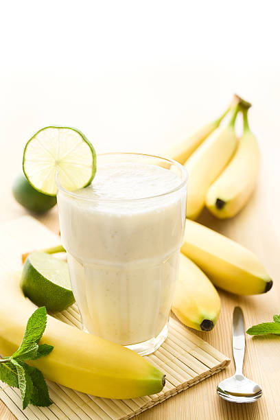 Banana milkshake stock photo