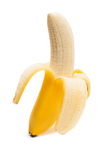 banana banana on white. peeled stock pictures, royalty-free photos & images