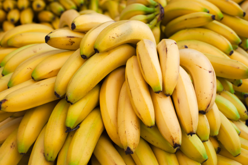 A banana bunch isolated on white background with clipping path. 