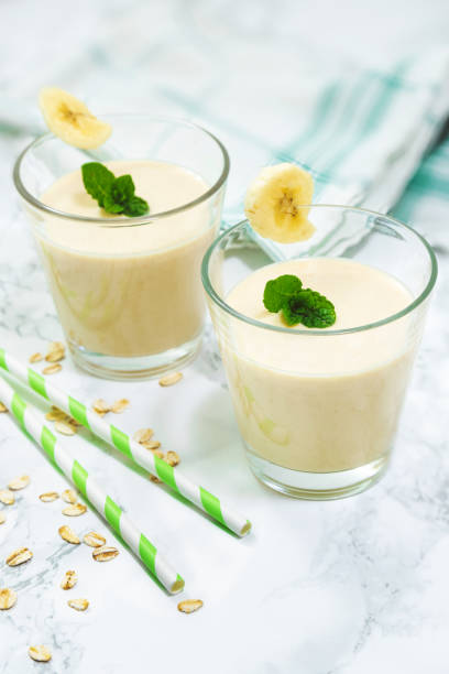 Banana Smoothie with Oats stock photo
