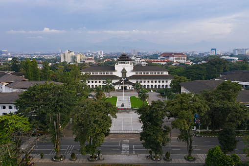 Bandung Indonesia Aerial View Of Gedung Sate Icon And Bandung Indonesia Aerial View Of Gedung Sate Icon And