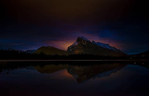 Banff at night stock photo