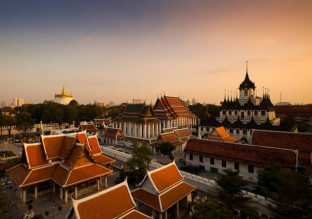 Bangkok Monuments at Sunset stock photo